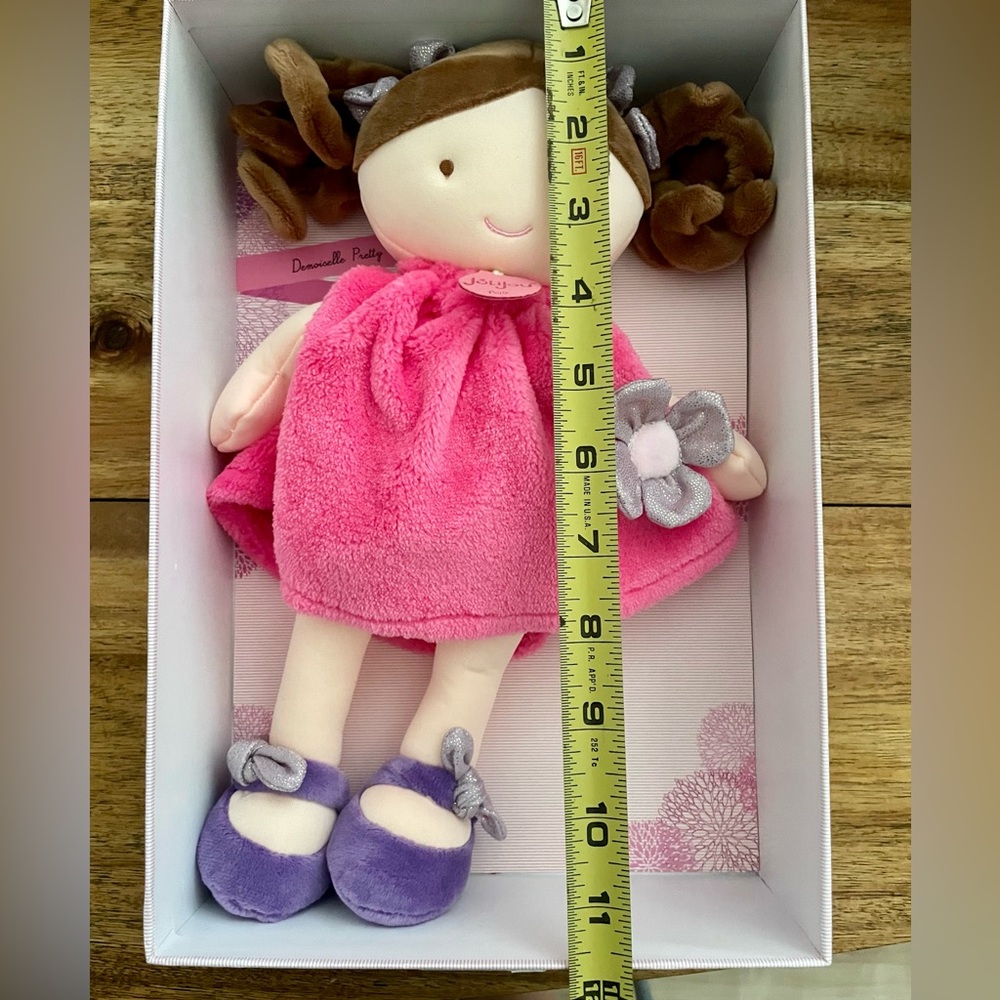 JoliJou Joy Jou Plush Doll with Pink Dress and Purple Shoes 12” - Picture 5 of 7